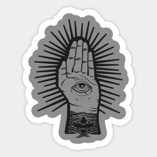 Positive Meditation,Breathe, All-Seeing eye, tattoo, hand, lotus,flower BoomBoomInk Sticker